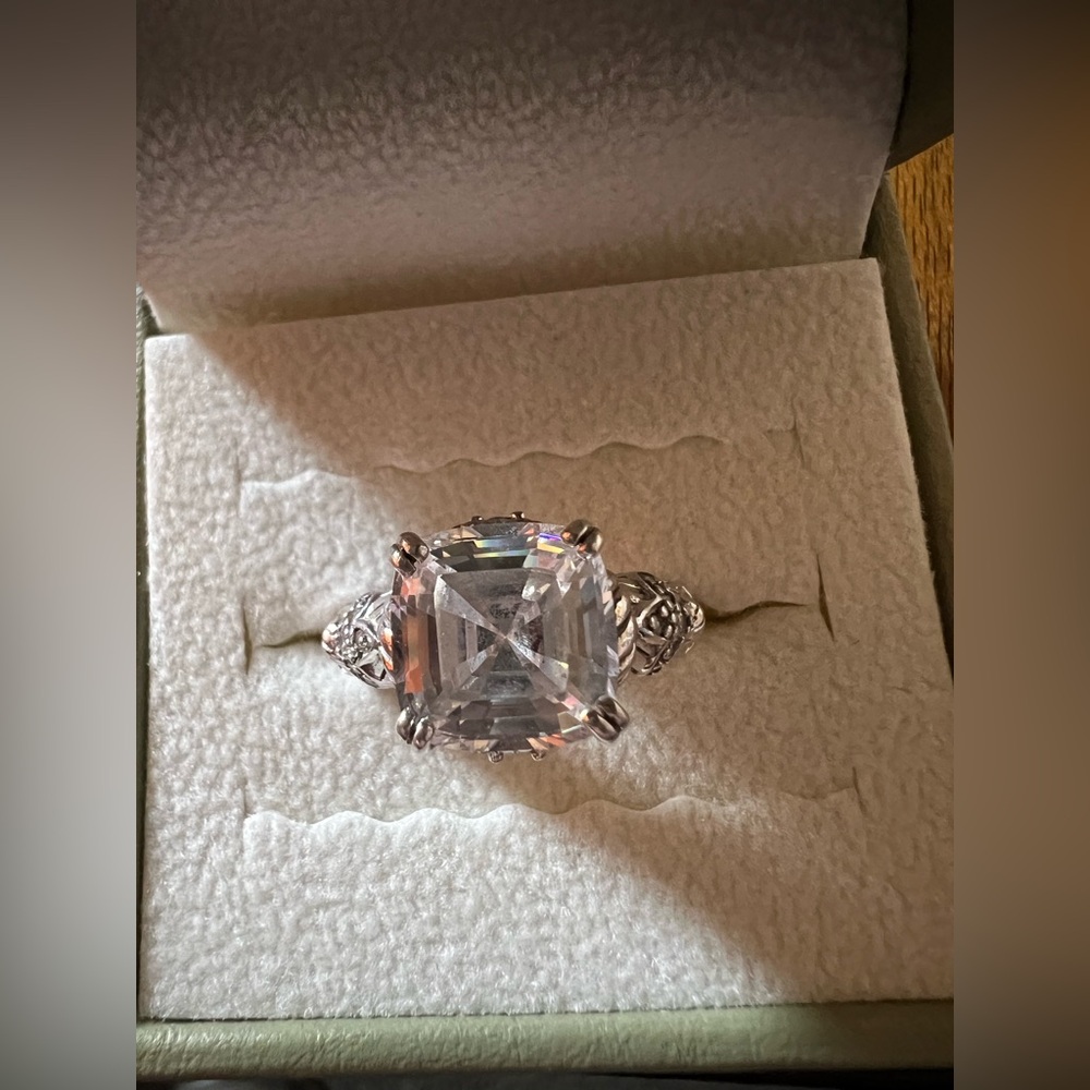 Judith Ripka Asscher Cut Diamonique CZ Ring Size 6 - Picture 2 of 12